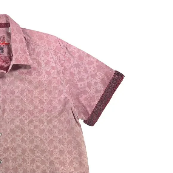 Robert Graham | Red Knowledge Wisdom Faith Short Sleeve Button Up | Size Medium - Picture 2 of 5